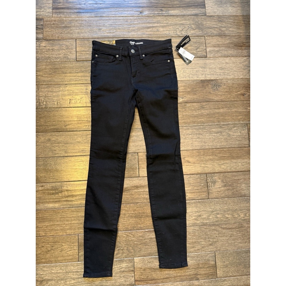 Gap Legging Jeans Women 2/26 Black Low Rise Super Skinny Premium Denim 759388